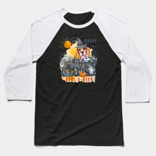 Beagle Happy Howl-o-ween Ghost Houses Funny Watercolor Baseball T-Shirt